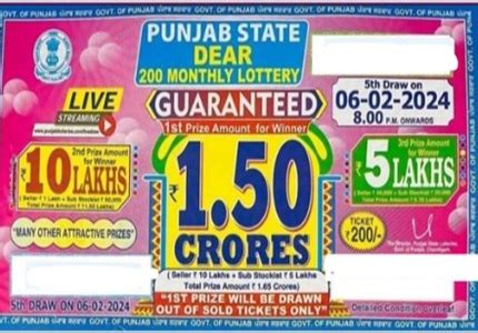 {6/2/2024} @8pm Punjab Dear 200 Monthly Lottery Results.